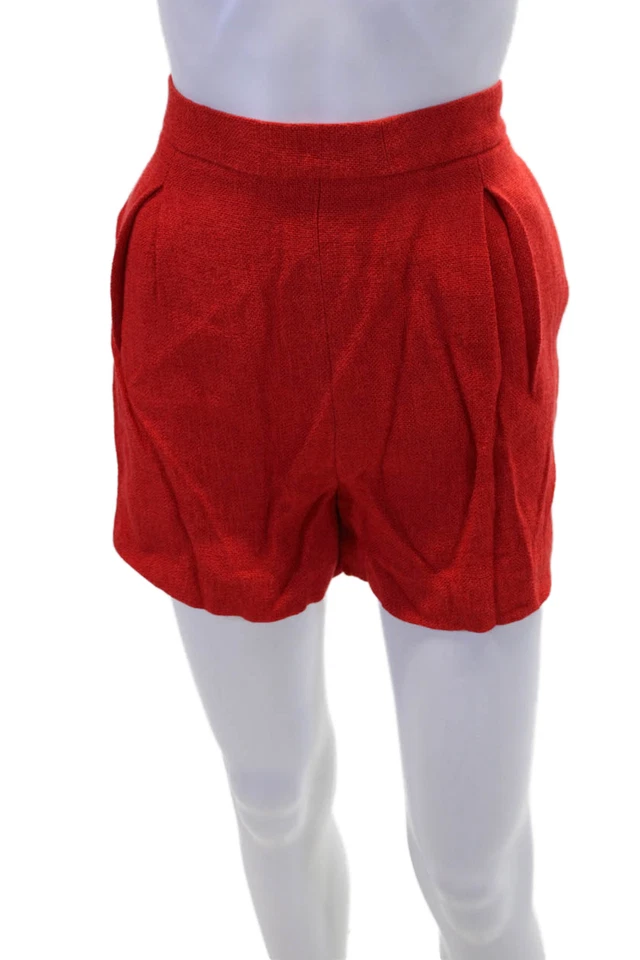 Pantalones Cortos Giambattista Valli Para Mujer Plisados Dos Bolsillos Tiro Alto Rojo Talla 38 Foto 1 de 4