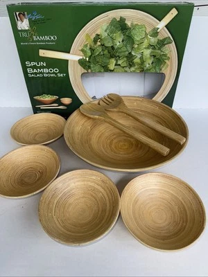 Ming-Tru Bamboo Spun Bamboo Salad Bowl 7 Pc Set  NOB - Image 1 of 4