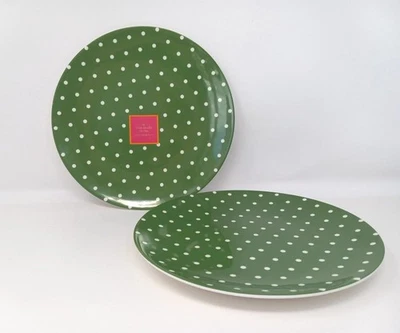 Kate Spade Salut! Lote de 2 Platos Acento Melamina Lunares Verdes Navidad 9" Foto 1 de 4