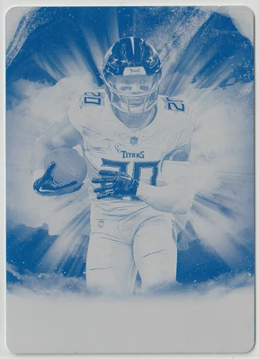 Tony Pollard 2024 Origins Printing Plate Cyan 1/1 one of one Tennessee Titans - Image 1 of 2