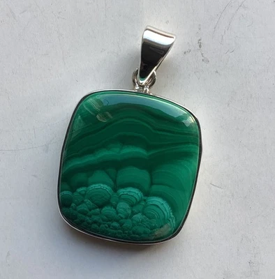 Sterling Silver 925 Malachite Pendant 11g - Image 1 of 4