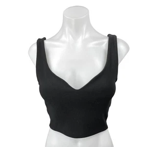 Zara Black Ribbed Knit Sleeveless Sweetheart Neck Pullover Crop Tank Top Size S - Picture 1 of 4