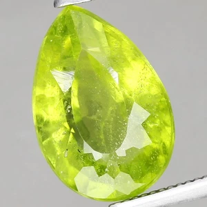 3.4ct 11x7.5mm Pear Natural 100%Untreated! Green Peridot, Myanmar Precious! - Picture 1 of 4