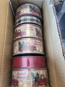 Member Mark Premium 6Pack Holiday ChristmasWired Edge Ribbon 1.5in/2.5in x 50Yds - Picture 1 of 5
