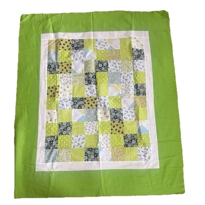 Edredón de bebé casero tela vintage multicolor 42x48 pulgadas Foto 1 de 2