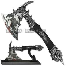 14.5" Fantasy Dragon Axe Knife Sword Dagger w/ Display Stand