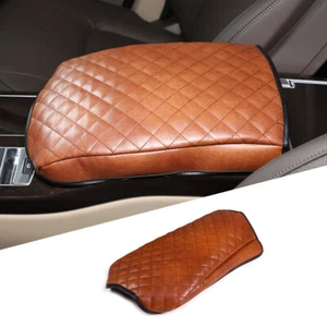 Brown Leather Armrest Cover Protect Trim Case For LR Range Rover Vogue 2013-2022 - Picture 1 of 12