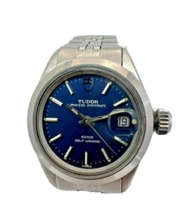 TUDOR by ROLEX Princess Oysterdate Blue Dial Vintage Ladies Watch 7614 - Picture 1 of 7