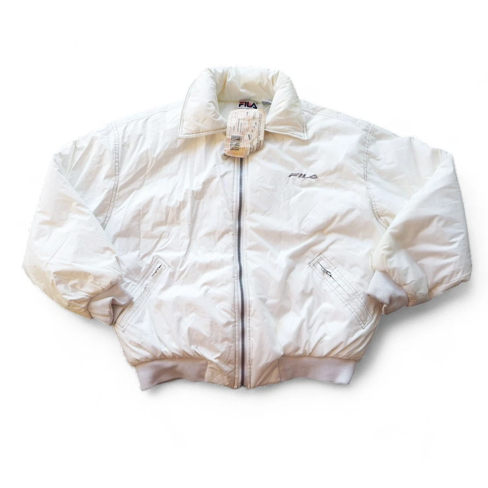 Fila Vintage 90s Avalon Puffer Jacket White / Pewter New with Defects Women's L - Image 1 of 4