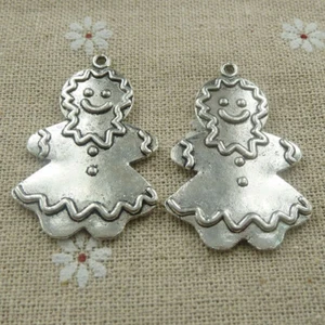 26 pcs tibetan silver Gingerbread Man charms pendant 41x27mm L-539 - Picture 1 of 4