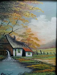 Gorgeous Old European Painting, Farmhouse and Watermill, bought in Belgium - Picture 1 of 4