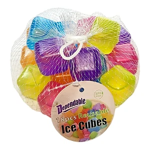 Dependable Industries Multi-Color Reusable Ice Cubes 1" Square: Cold 18 Pcs New - Picture 1 of 4