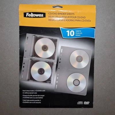 Fellowes CD DVD 保护 3 环装订套可容纳 20 张光盘/10 张 — 第 1/4 张图片