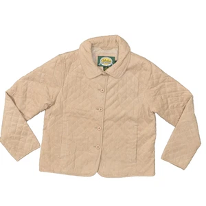 Cabela's Women's Size M Quilted Jacket Beige Polyester Pockets Button Long Sleev - Picture 1 of 8