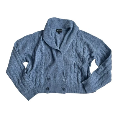 Suéter cárdigan tejido lana/cachemira azul para mujer Emporio Armani (talla XL) Foto 1 de 4