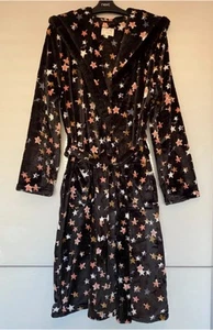 NEXT Vestaglia da donna nera design stella super morbida in velluto - PICCOLA - Foto 1 di 4