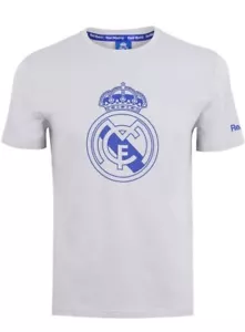 Authentic Real Madrid Officially Licensed Grey T-Shirt Cotton Tee - Picture 1 of 4