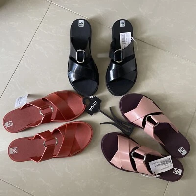 Zaxy Charge Slides Black/ Caramel/ Nude Size 9 - Image 1 of 2