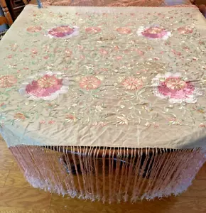 TOPPER DA TAVOLO ANTICO/VINTAGE-48" QUADRATO 14" FRANGIA COSÌ COM'È TAGLIA MACCHIE RECUPERO - Foto 1 di 16