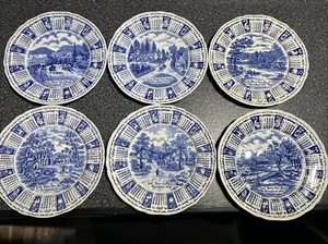Alfred Meakin Staffordshire England 1973 Calendar Plates Blue White Zodiac Lot - Picture 1 of 13