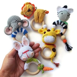 Baby Rattles Animals, Sensory Toys, Baby Shower Gift for Newborn & Toddler - Picture 1 of 7