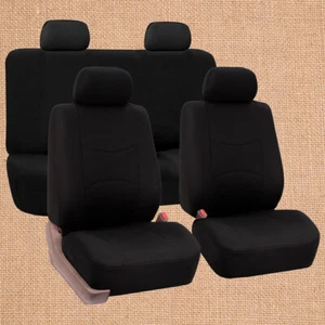 Nuevo protector de asiento de coche protector de asiento trasero negro alfombra tela de poliéster conjunto completo - Imagen 1 de 6