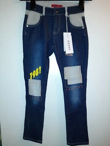 New Guess Los Angeles Girls Blue Patch Lined Jeans / Indigo Rinse Age 6 Years - Picture 1 of 9