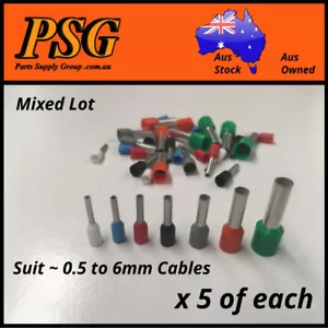 Cable Ferrules Bootlace Pin Crimp Wire Sleeve Mixed Lot 0.5,0.75,1,1.5,2.5,4,6mm - Picture 1 of 10