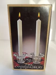 Borgonovo Queen 2pc Glass Candleholder Set Italy New - Picture 1 of 9