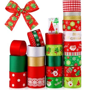 27 Styles Christmas Ribbon Xmas Grosgrain Ribbon Wrapping Ribbon for Holiday ... - Picture 1 of 7