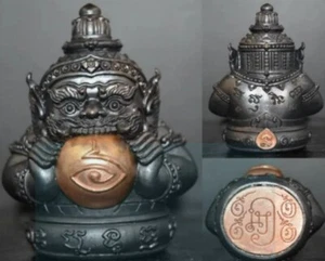 Phra Rahu Amuleto Nero Magia del Buddha Thai Occulto Denaro Fortuna Ajan Subin. - Foto 1 di 8