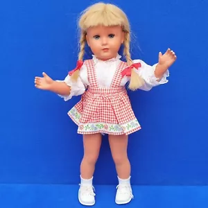 ALTE SCHILDKRÖT PUPPE SCHLAFAUGEN DOLL POUPEE 43 CM VINTAGE BLONDE HAARE - Bild 1 von 5