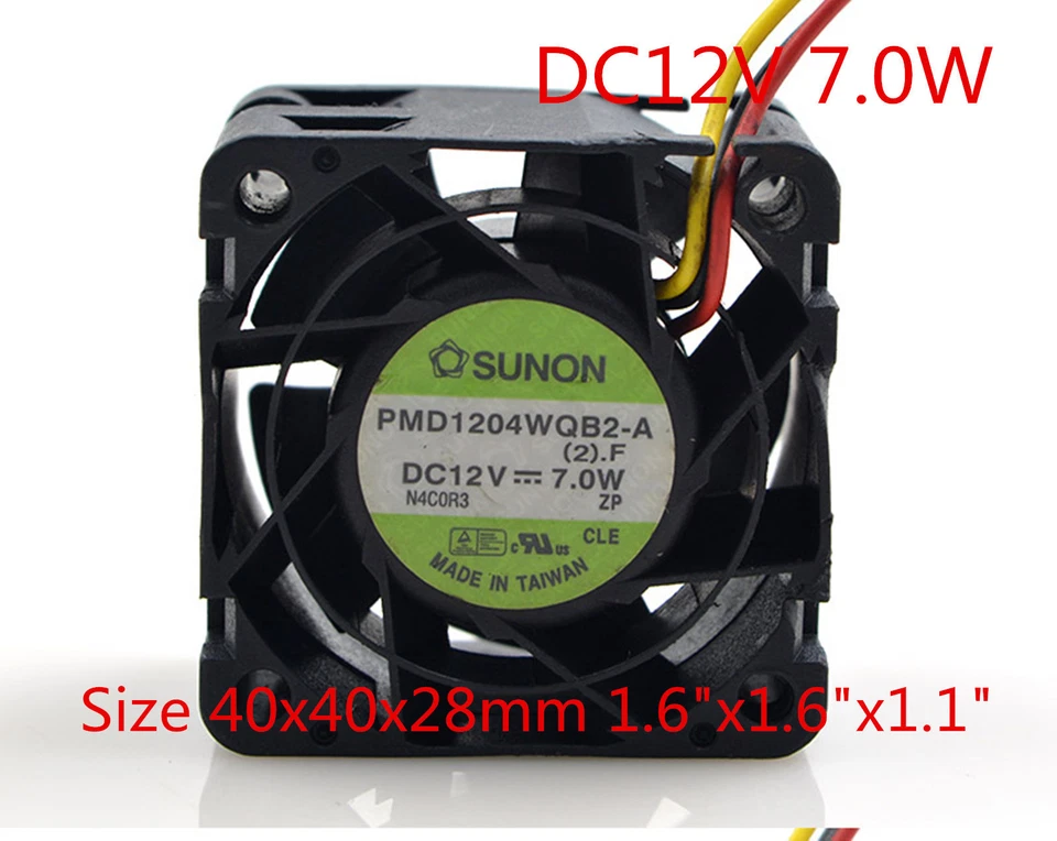 New SUNON Cooling Fan PMD1204WQB2-A 12V 7.0W 4028 4CM 40x40x28mm 1.6"x1.6"x1.1" - Image 1 of 3