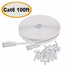 Cat6 Ethernet Cable 100 FT Flat White With Clips Jadaol? Network Cable Thin 6