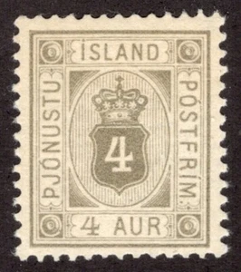 ICELAND 1900, SC-O11, VF MNH** P-13 4aur Official scv $110.00 *Bay Stamps* - Picture 1 of 2