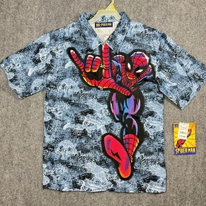 Marvel Kids Spider-Man Button Up Collared Shirt All Over Graphic 14/16 NWT L - Picture 1 of 6