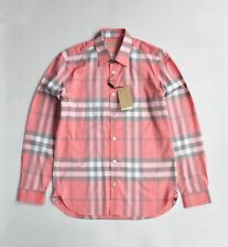 Authentic BNWT BURBERRY Check Button Down Cotton Shirt Mens/Womens Pale Cinamon