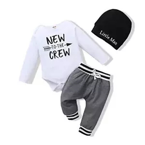 Newborn Infant Baby Boy Clothes Fall Winter Outfits New to 0-3 Months White - Picture 1 of 7