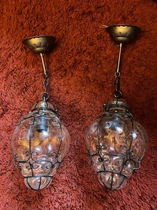 murano glass light chandelier pair , fully working modern re wiring. - Picture 1 of 9