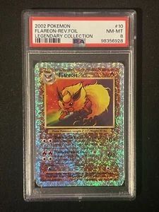 Flareon 10/110 PSA 8 Legendary Collection Reverse Holo Pokemon Card - Picture 1 of 2