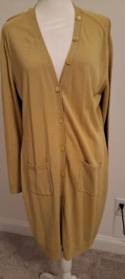 LaFayette 148 New York Long Yellow Button Up Sweater Sz. L - Image 1 of 4