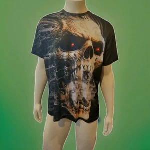 ¡NUEVO SIN ETIQUETAS! Camisa 3D Esqueleto Furioso con Ojos Inyectados de Sangre * Doble Cara * XL Para Hombre - Imagen 1 de 3
