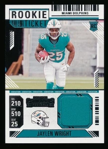 JAYLEN WRIGHT 2024 CONTENDERS JERSEY RC MIAMI DOLPHINS ROOKIE - Picture 1 of 1
