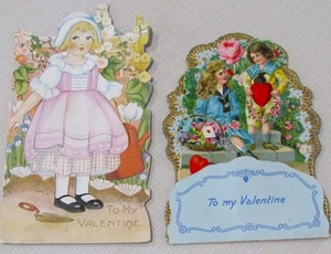 ZWEI sehr alte Valentinstag Karten Holländisches Mädchen Buch Pop Up Junge & Mädchen (Deutschland) - Bild 1 von 5