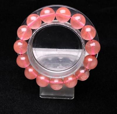 Pulsera de cuentas de piedras preciosas de cristal de pluma de paloma roja transparente natural de 12,5 mm Foto 1 de 4