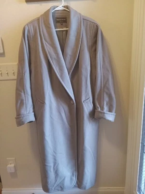 Vintage Kristen Blake Womens Brown Wool Duster Long Coat w/Shawl Collar  14  USA - Image 1 of 4