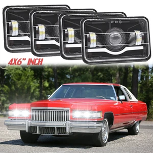 For Cadillac Fleetwood/DeVille 1975-1986 4pcs 4x6"inch Led Headlights Hi/Lo DRL - Picture 1 of 9
