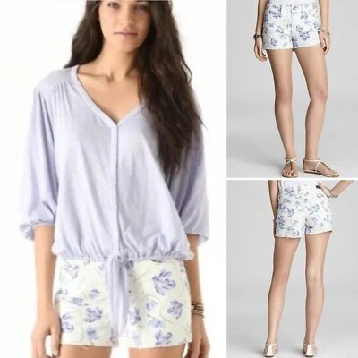 Pantalón Corto Paige Denim Liberty of London Lola 27 Blanco Púrpura Sofie Alicia Floral Foto 1 de 4