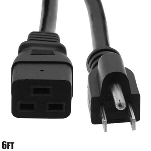 6FT 14/3 Power Cord Cable NEMA 5-15P to IEC320 C19 SJT 3-Prong 14AWG Black - Picture 1 of 1