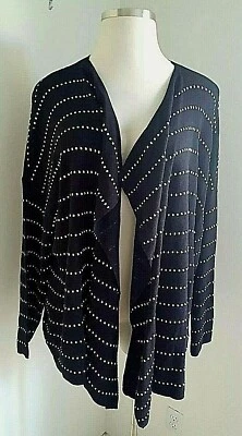 Cárdigan para mujer Laura Scott drapeado rayas texturizadas negro plus 2X nuevo con etiquetas Foto 1 de 4